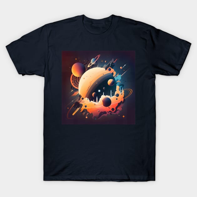 Cosmic Space Splatter Supergiant Planet Cloud T-Shirt by entwithanaxe